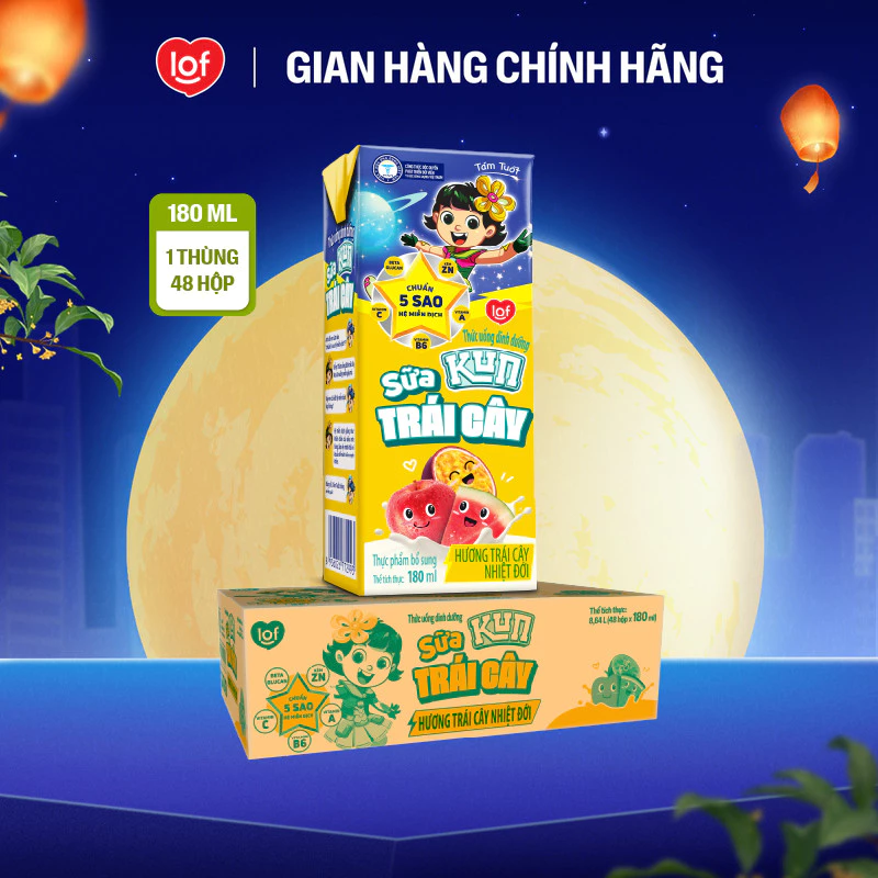 Sữa trái cây KUN vị trái cây thùng 48 hộp x 180ml
