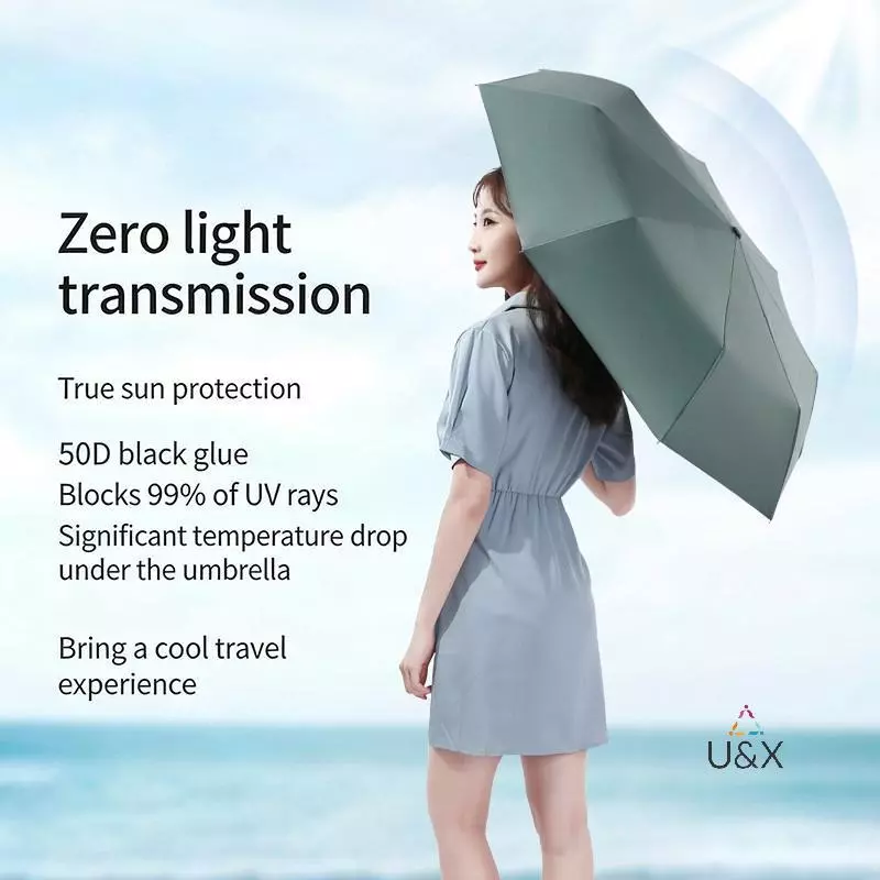 U & X Chống Gió Chống Tia UV Tự Động 3 Gấp Ô Gấp Di Động Chống Nắng Mưa Cho Bapaers MỚI