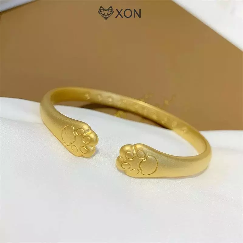[XON] Vòng đeo tay có thể điều chỉnh màu vàng mờ Chi tiết chân mèo đáng yêu Trang sức thanh lịch cho đám cưới phù dâu Quà tặng cảm ơn [Mina]