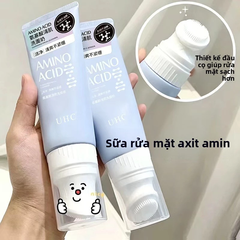 Sữa Rửa Mặt Amino Acid Cọ Mát Xa UHC 120ml Làm Sạch Sâu Kiểm Soát Dầu Tẩy Trang Dịu Nhẹ Nam Nữ