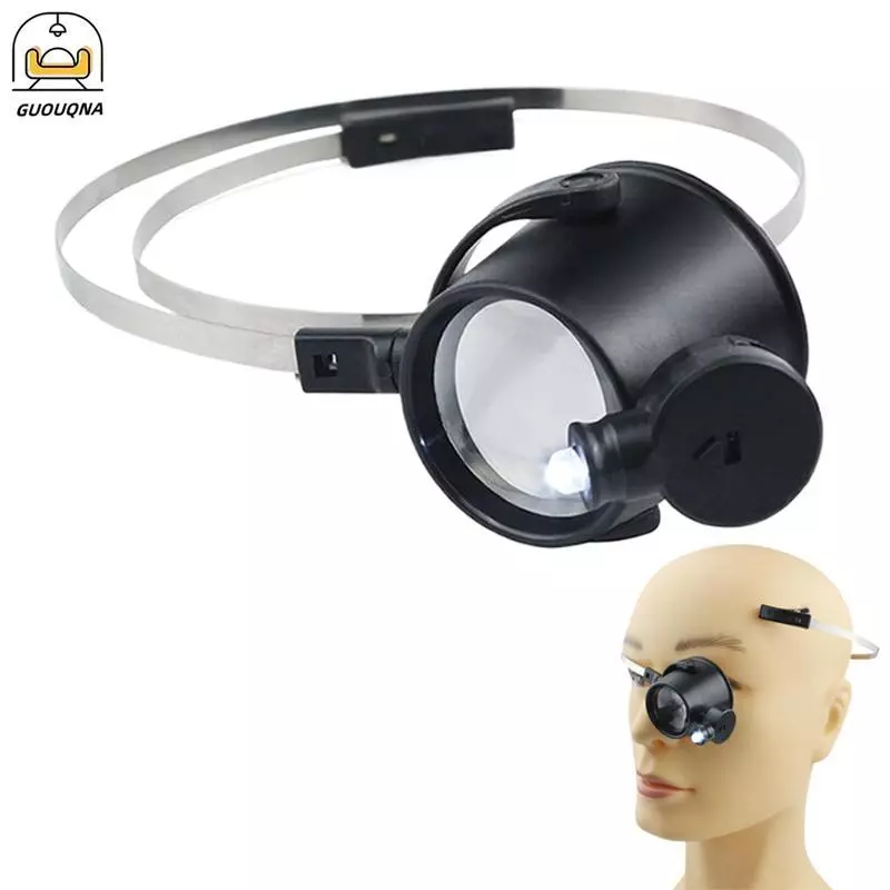 GUOUQNA Đầu Gắn 15X Sửa Chữa Kính lúp Với Đèn LED Sửa Chữa Có Thể Điều Chỉnh Đồng Hồ Công Cụ Trang Sức Kính lúp Dụng Cụ Đồng Hồ Phụ Kiện