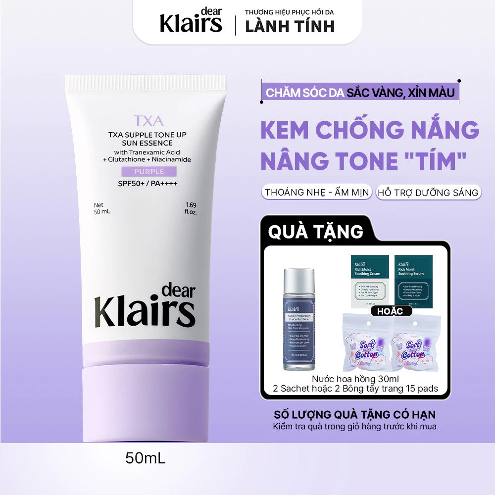 [NEW] Dear Klairs Kem chống nắng TXA Supple Tone Up Sun Essence SPF50+ PA++++ 50 ml [FS]