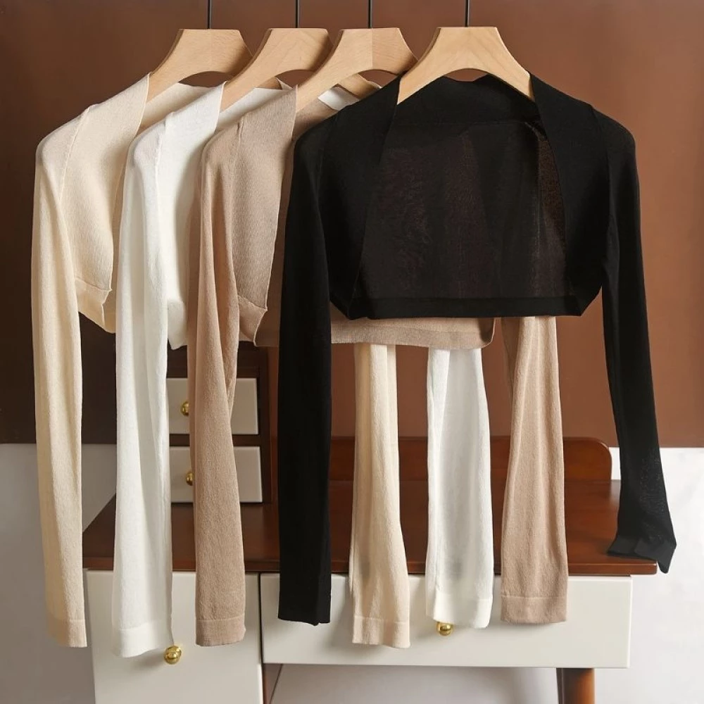Áo Khoác Cardigan Nữ Dài Tay Cổ Siêu Mỏng Mát Phối Váy Đi Làm ✨Chiosala30.vn✨