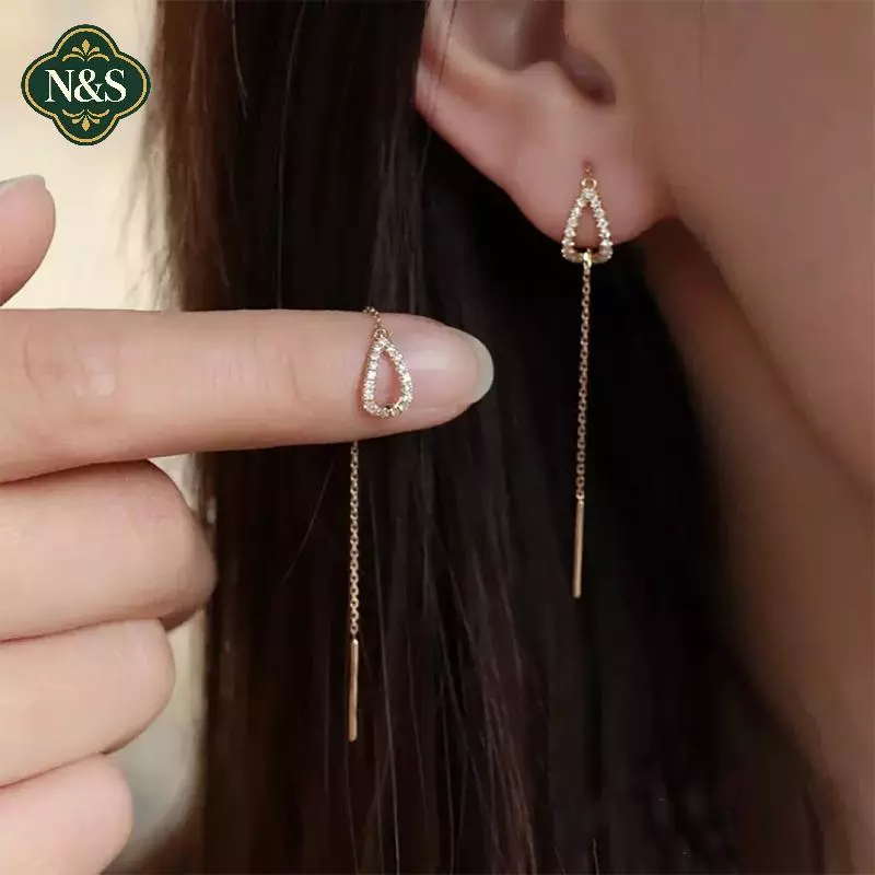NS Hợp Thời Trang Dây Dài sel Sợi Dây Leo Ngôi Sao Trái Tim Hạt Mặt Dây Thả Bông Tai Nữ Thẳng Treo Bông Tai Trang Sức NS