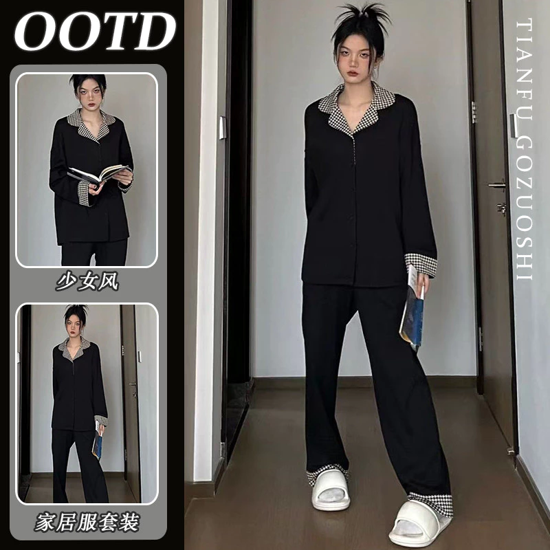 Bộ đồ ngủ cặp đôi Poly-Cotton chất lượng cao phong cách Hàn Quốc