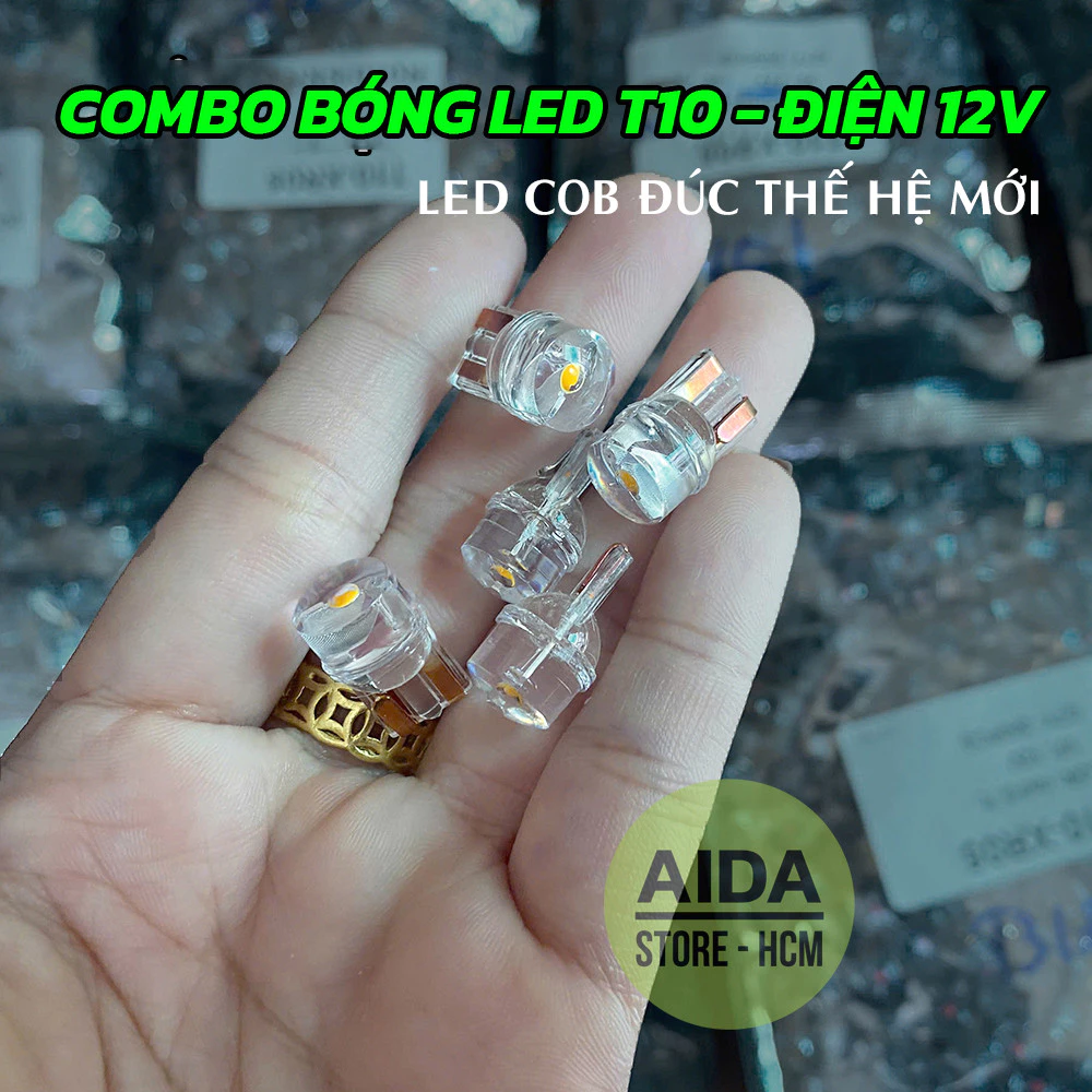 Combo led T10 COB ĐÚC Kính Chống Nước - Chip Thế Hệ Mới, Sáng Khỏe 360°