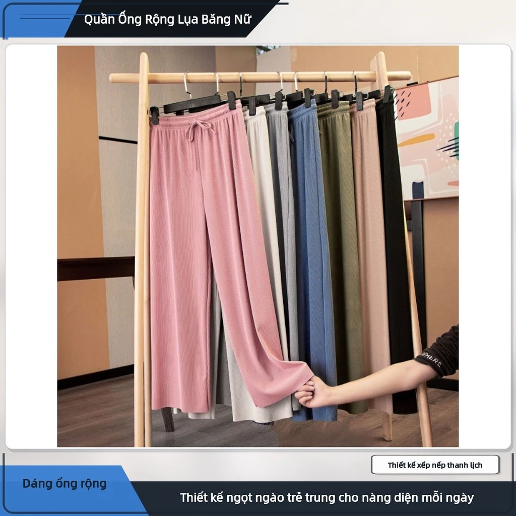 Quần ống rộng lụa băng dành cho nữ quần thẳng dáng rộng sinh viên mùa hè