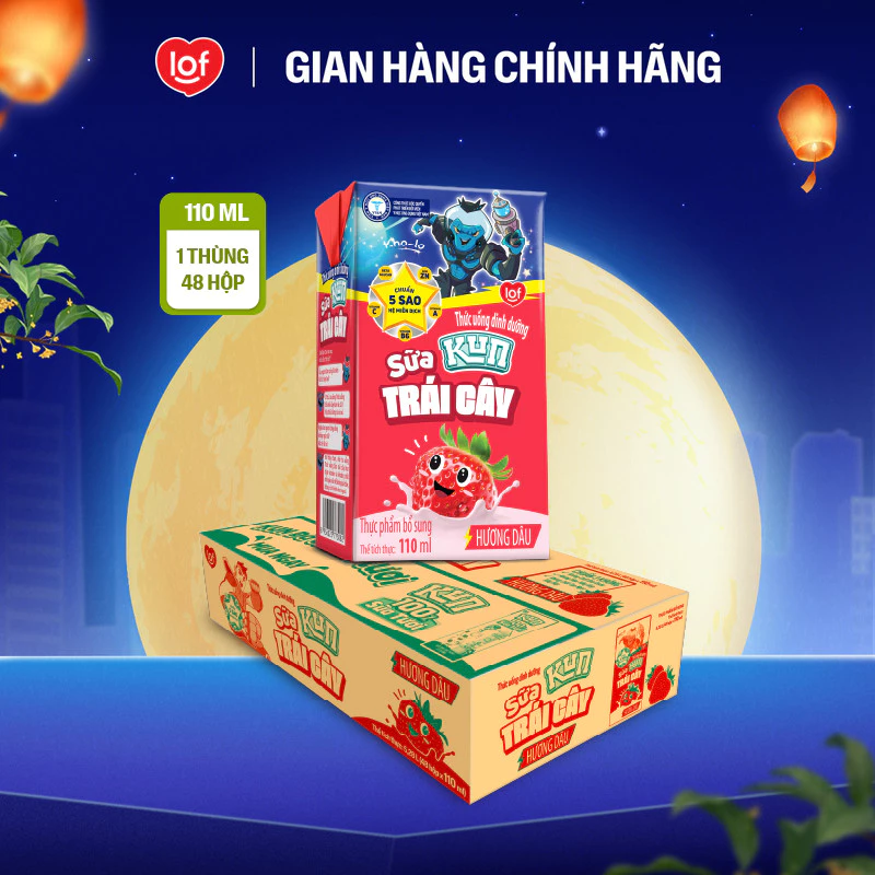 Sữa trái cây KUN vị dâu thùng 48 hộp x 110ml