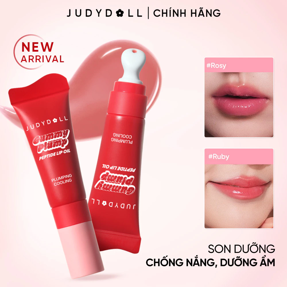 [MỚI] Son dưỡng chống nắng peptide JUDYDOLL Gummy Peptide Lip Oil Căng bóng Dưỡng ẩm Giúp môi plump căng mọng 8ml
