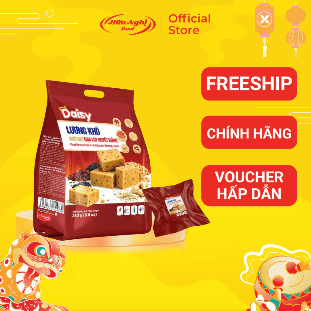 Lương Khô Ngũ Hạt Gạo Lứt Huyết Rồng Gold Daisy Hữu Nghị 250g