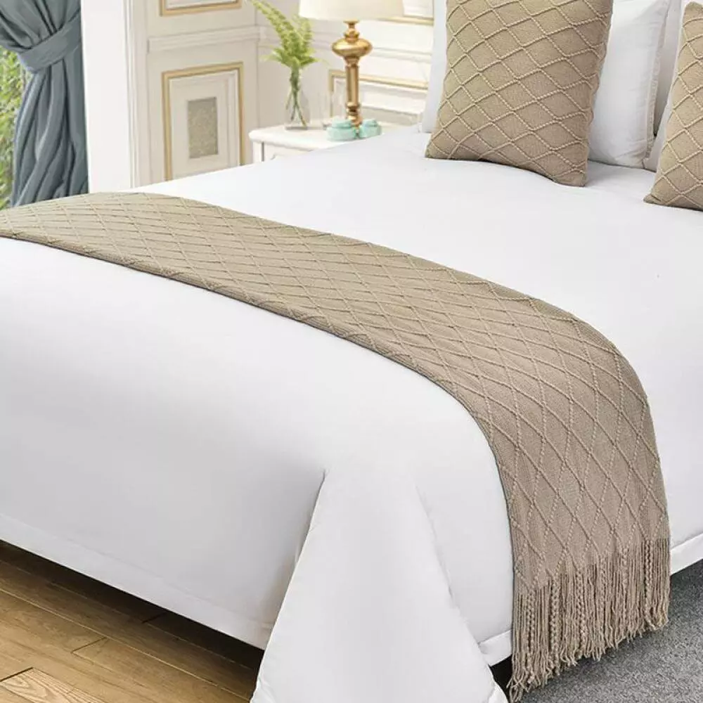 Khăn trải giường & khăn trải giường tua rua màu trơn, Khăn trải giường hiện đại, Khăn trải giường trang trí chất lượng cao cấp cho giường cỡ Queen King, Trang trí phòng ngủ khách sạn tại nhà