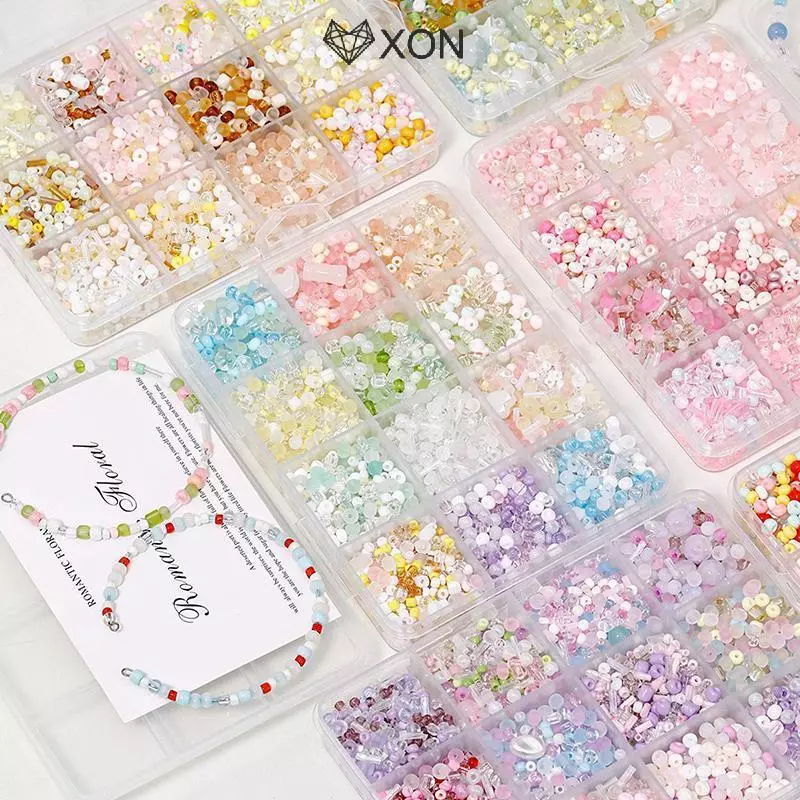 ⚡12h⚡[XON] 12 / 24 Lưới Siêu Hỗn Hợp Màu Thủy Tinh Hạt Cơm Bộ Hạt Rời Handmade DIY Vòng Tay Nelace Đính Hạt Chất Liệu Phụ Kiện Trang Sức [Mina]