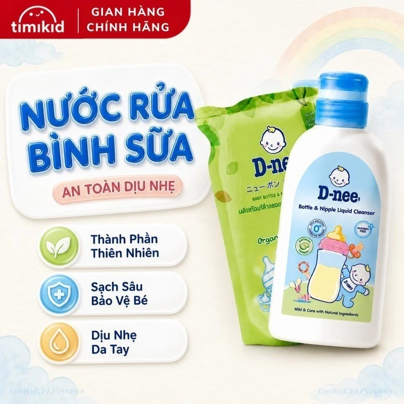 [CHÍNH HÃNG] NƯỚC RỬA BÌNH SỮA DNEE  - KHỬ KHUẨN 99.9%, KHÔNG CHẤT ĐỘC HẠI - TEM PHỤ ĐẦY ĐỦ