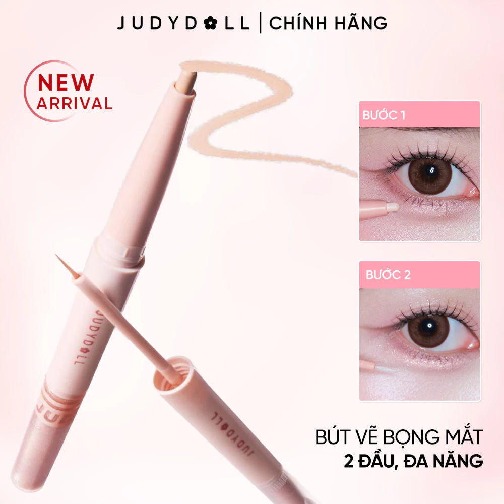 [NEW] JUDYDOLL Bút Vẽ Bọng Mắt Hai Đầu Under Eye Liner Bắt sáng Highlight Chống lem Lâu Trôi 0.2g+0.3ml
