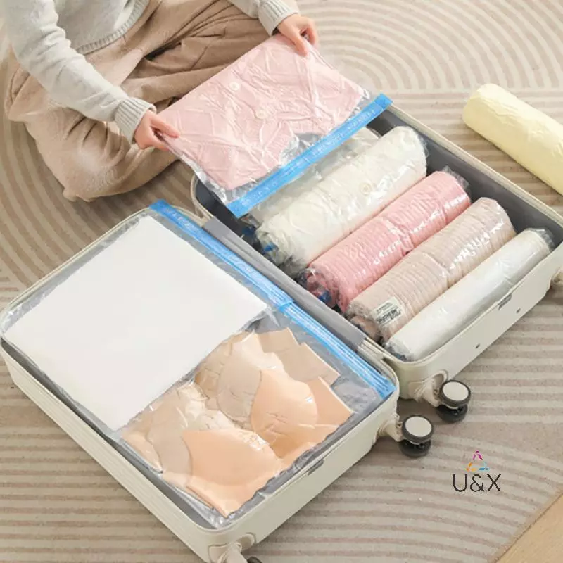 U & X Không Cần Máy Bơm Không Khí Du Lịch Roll-Uppression Túi Bảo Quản Chân Không Có Thể Tái Sử Dụng Tiết Kiệm 80% Không Gian Bảo Quản Roll-Uppression MỚI