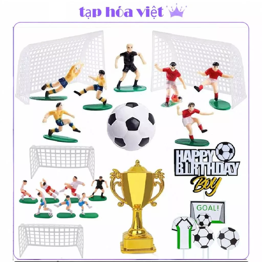 (COMBO 2/5) Topper Bóng Đá World Cup – Cúp Vàng, Bóng Đá, Cờ Các Đội, Trang Trí Bánh Kem Chủ Đề Bóng Đá