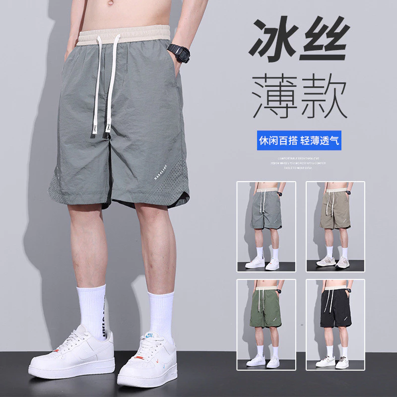 Học Sinh Mùa Hè Hàng Ngày Phong Cách Mới Thường Ngày Quần Short Nam Rời Thẳng Phong Cách Mỹ Dạo Phố Năm Điểm Quần Giữa Nam