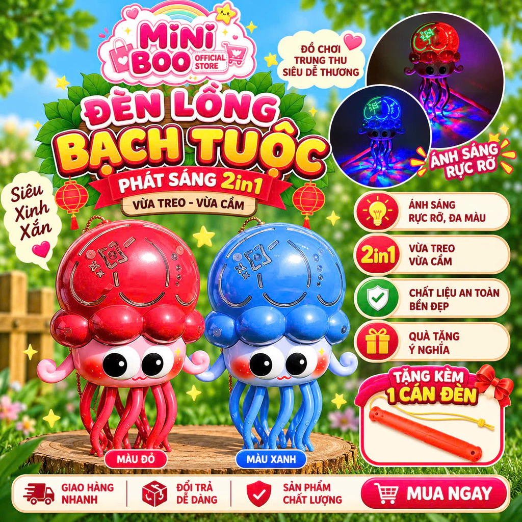 Đồ Chơi Bạch Tuộc LED Thông Minh Tự Đổi Hướng, Nhảy Múa Theo Nhạc Cho Bé MINI BOO
