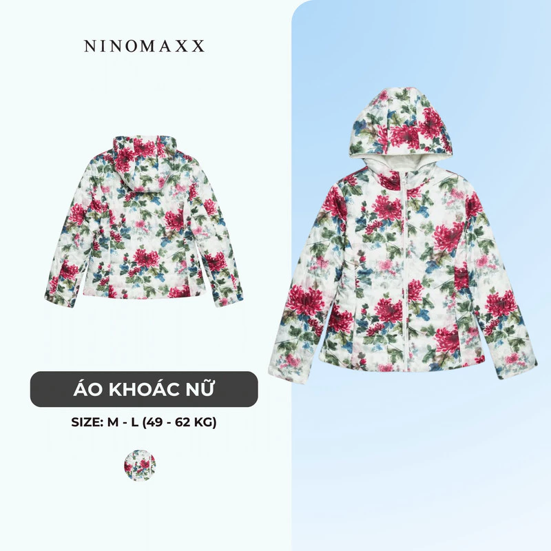 NINOMAXX Áo Khoác Chần Bông Nữ Nón Liền họa Tiết 1805116