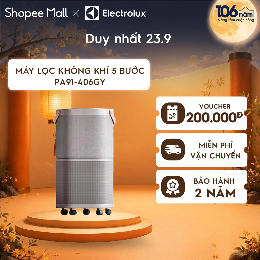 Free giao hàng - Máy lọc không khí Electrolux 5 bước lọc Pure A9 cho phòng diện tích 60m² - PA91-406GY