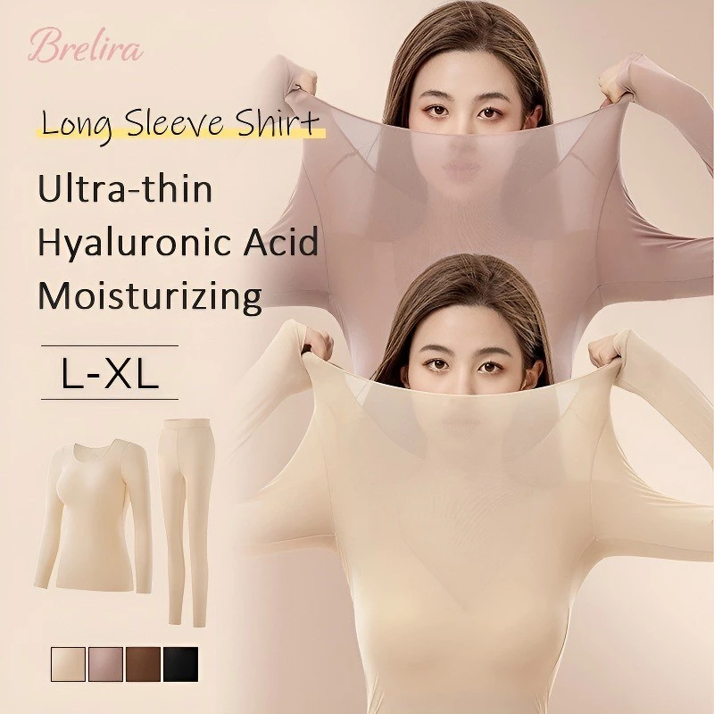 『Brelira』Đồ lót giữ nhiệt liền mạch siêu mỏng làm đẹp da nhẹ ấm áp mùa đông, áo lót trong 7A kháng khuẩn co giãn cao thoải mái