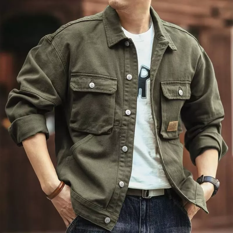 CGF Áo khoác Denim nam phong cách Mỹ , Áo khoác bảo hộ lao động mùa thu hợp thời trang