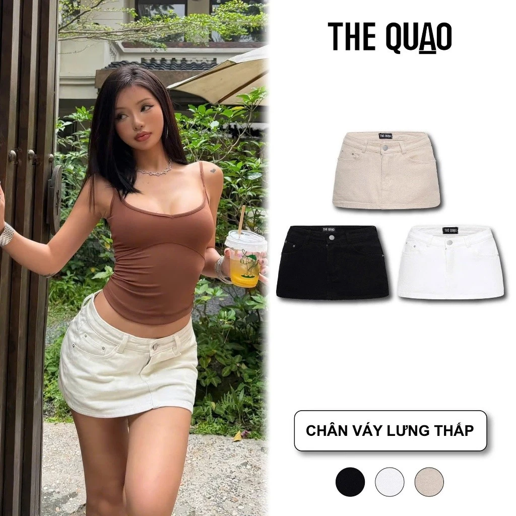 THE QUẠO - Chân Váy Lưng Thấp Màu Trắng Dáng Ôm Nhẹ Có Quần Trong N0601_739