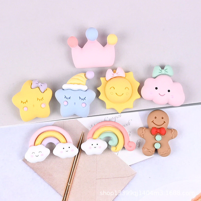 [Kèm sticker dán] Nhãn dán hoạt hình dễ thương, phụ kiện trang trí DIY hình cầu vồng và ngôi sao,Phụ kiện thời trang