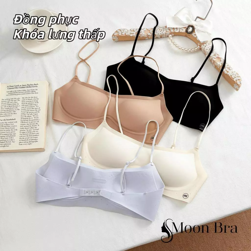 Áo ngực mút mỏng 0.8cm, áo nhỏ, không đường may, thiết kế hở lưng mùa hè, kiểu dáng cổ siêu trễ, dây mảnh [A80]
