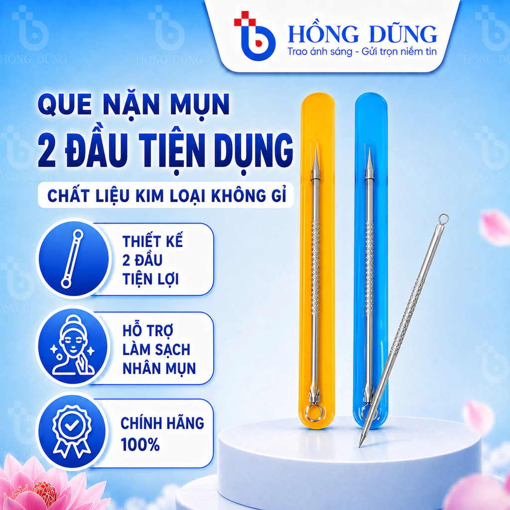 Cây nặn mụn - nặn mụn đầu đen và các loại mụn, que nặn mụn cao cấp không gỉ
