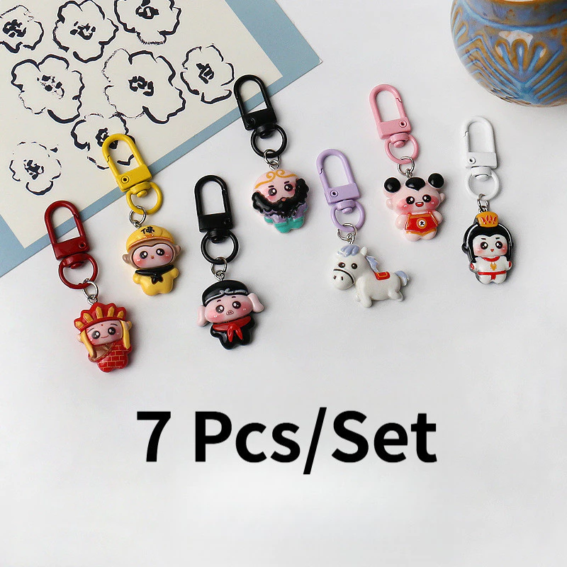 7 Cái / bộ Hành Trình Dễ Thương Đến Phương Tây Nhân Vật Móc Khóa Bộ Ba Lô Túi Charm Mặt Dây Chuyền Phụ Kiện Thời Trang Gói Quà Tặng