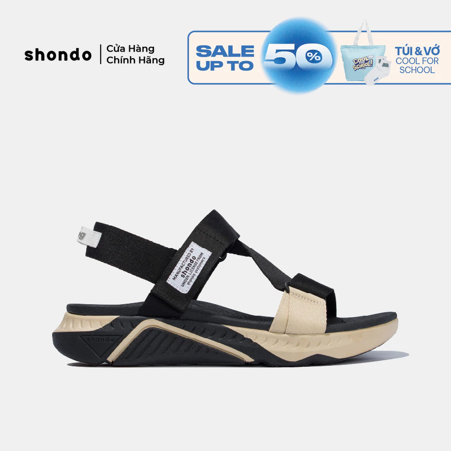 Giày Sandal Nam Nữ SHONDO F7R Êm Nhẹ Mang Đi Học Đi Chơi Màu Đen Be F7R1125