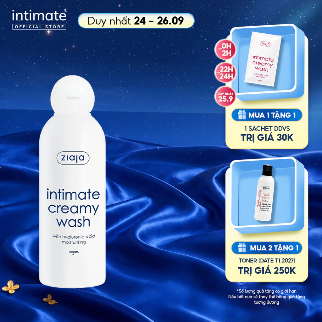 Dung Dịch Vệ Sinh Phụ Nữ Intimate With Hyaluronic Acid ZIAJA Hỗ Trợ Dưỡng Ẩm,Cân Bằng pH, Làm Sạch 200ml