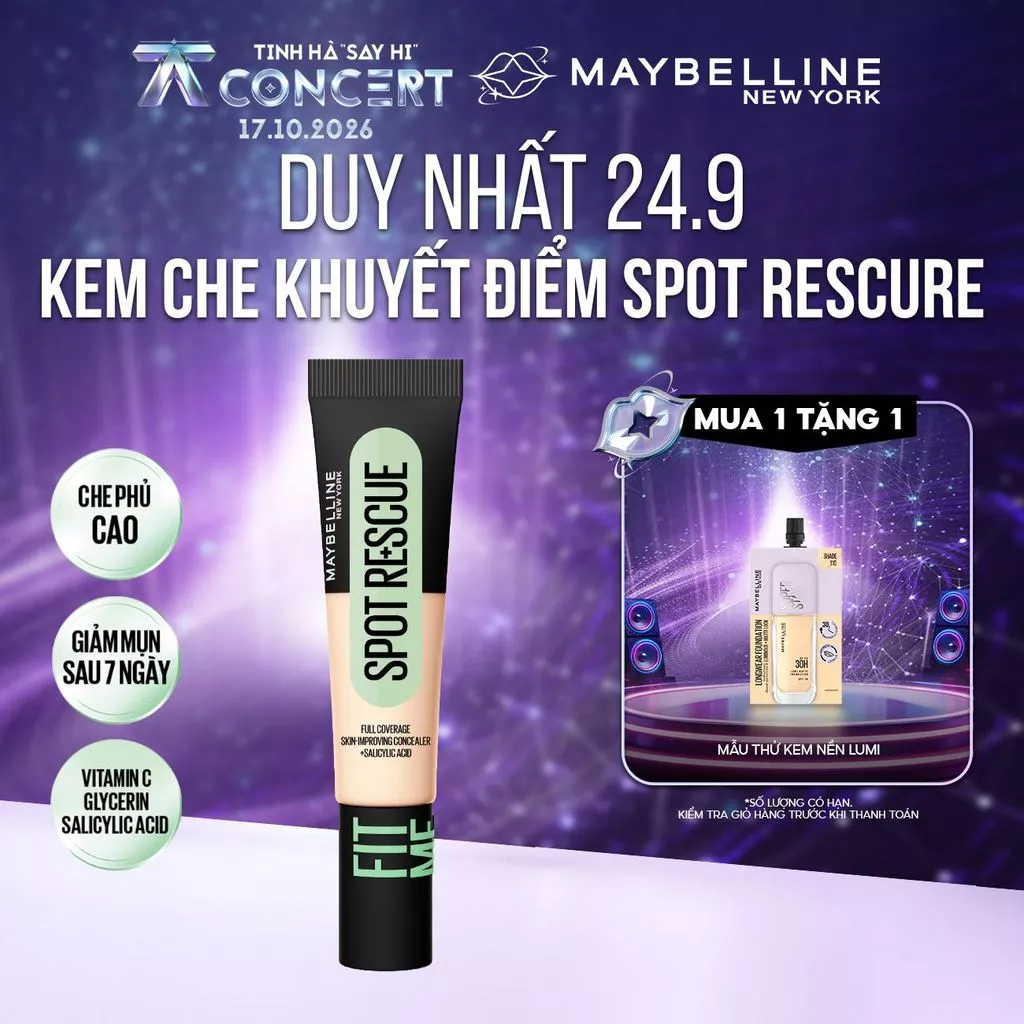Kem che khuyết điểm FIT ME SPOT RESCUE che phủ cao, giảm mụn và dưỡng da MAYBELLINE NEWYORK 15ml​​