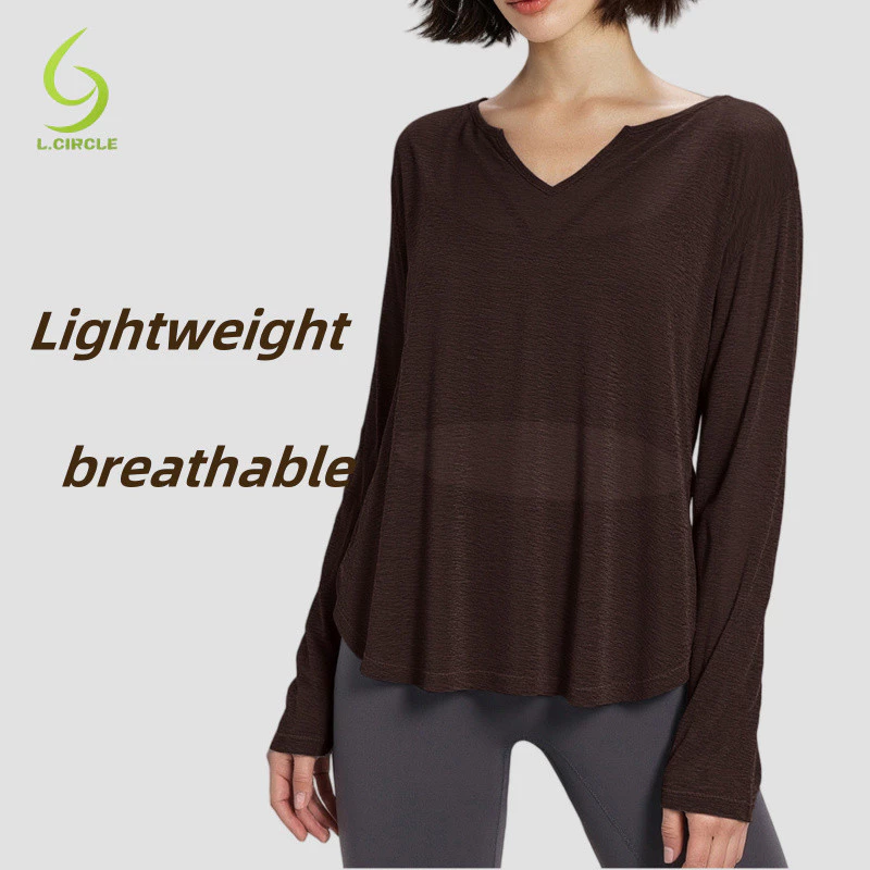 [L.CIRCLE] Cổ chữ V Yoga Sport Top Tay Rộng Nhẹ Và Thoáng Khí