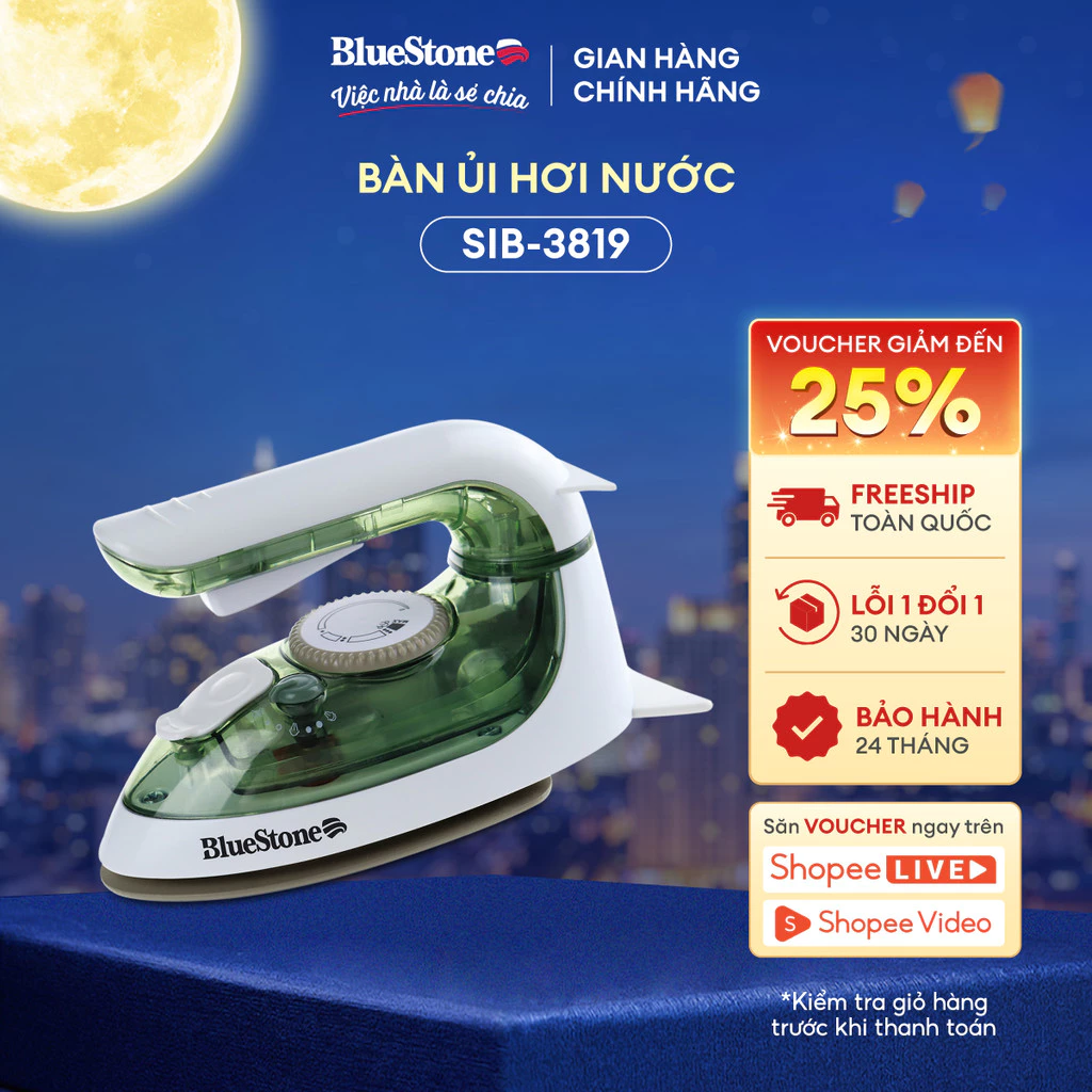 Bàn Ủi Hơi Nước Mini BlueStone SIB-3819 | 1200W | Bảo Hành 24 Tháng