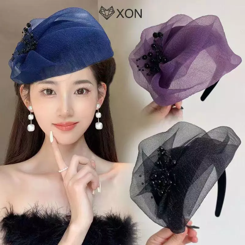 ⚡12h⚡[XON] Mũ nửa thanh lịch kiểu Pháp Retro Hair Hoop Bữa tối Băng đô dành cho nữ Cô gái Mũ nón khí chất Phụ kiện tóc [Mina]