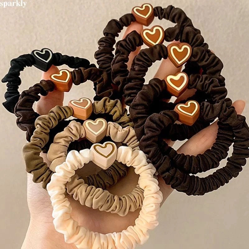 Set 1/2/5 Dây Cột Tóc Đuôi Ngựa Co Giãn Phong Cách Hàn Quốc Dễ Thương Cho Nữ