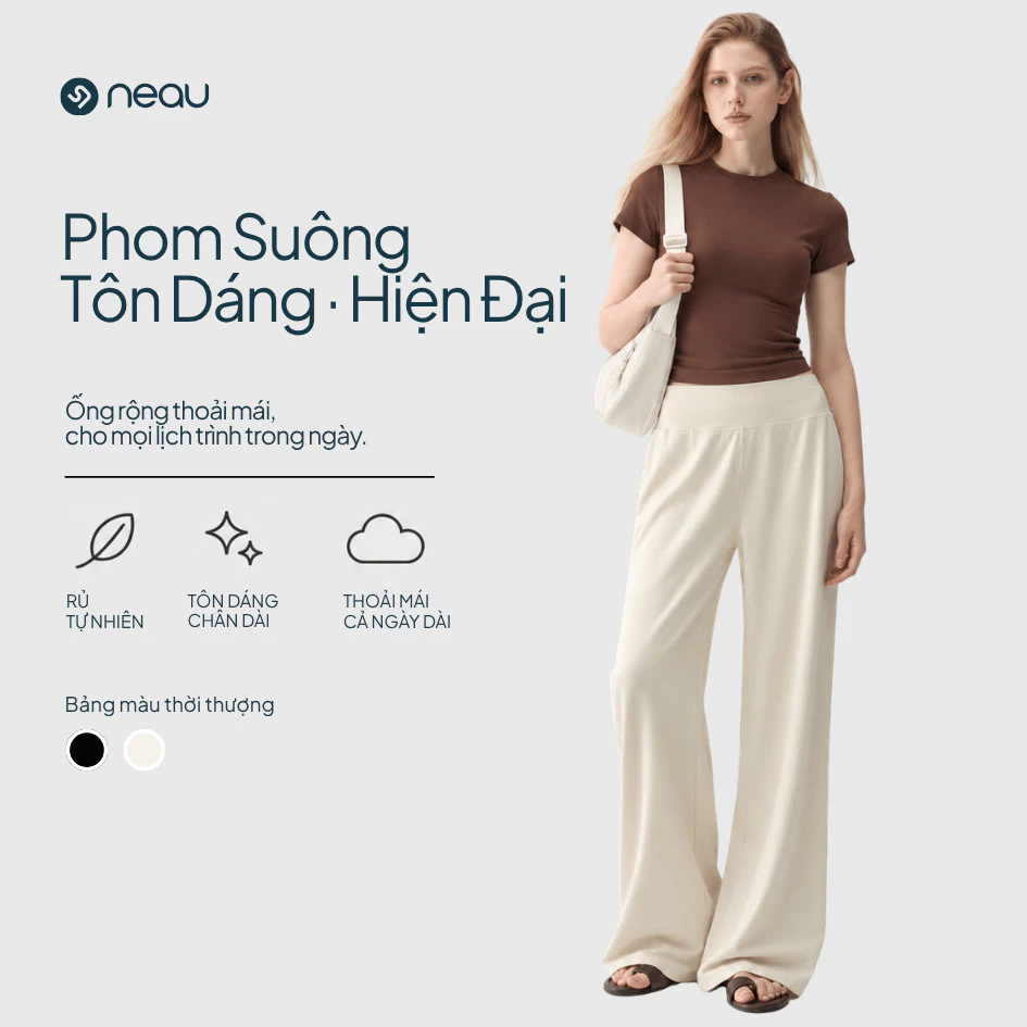 NEAU Quần Ống Rộng Nữ Suông Mát Lạnh Mềm Mịn Tôn Dáng NuNu - Soft-Touch NU121