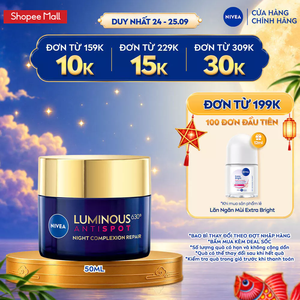 Kem Dưỡng Da Ban Đêm NIVEA LUMINOUS 630 Giúp Làm Mờ Đốm Nâu | Ngăn Ngừa Thâm Nám 50ml - 94134