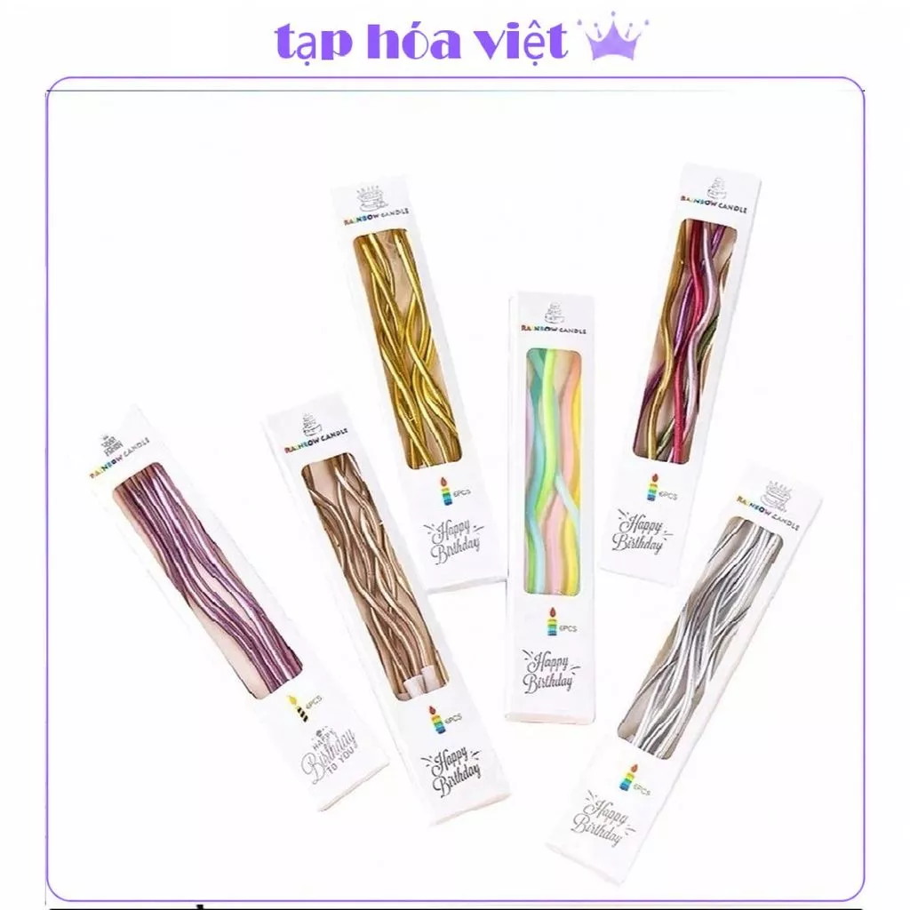(10 VỈ) NẾN XOẮN ỐC trang trí bánh sinh nhật, nến xoắn dài sinh nhật