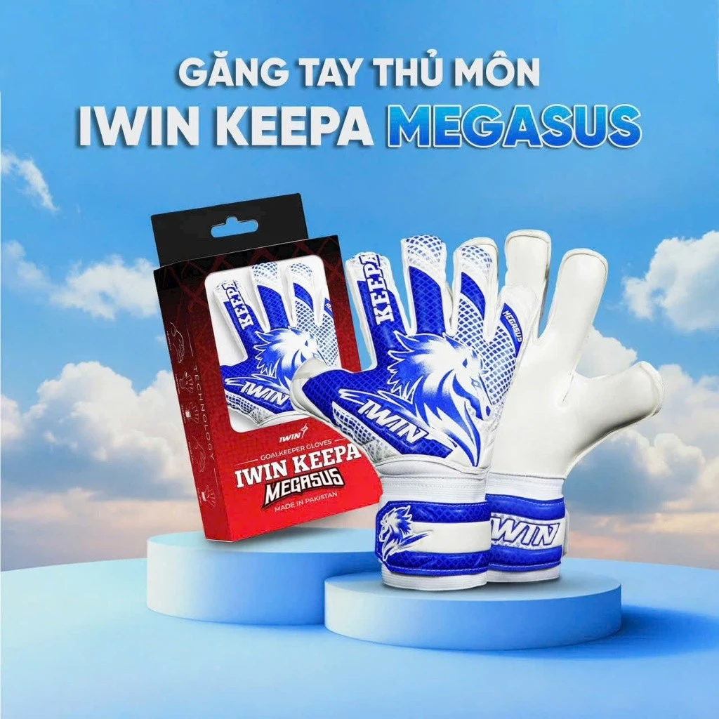Găng Tay Thủ Môn, Găng Tay Bóng Đá iWin Keepa Megasus Độ Dính Cao Bền Bỉ Mẫu Mới