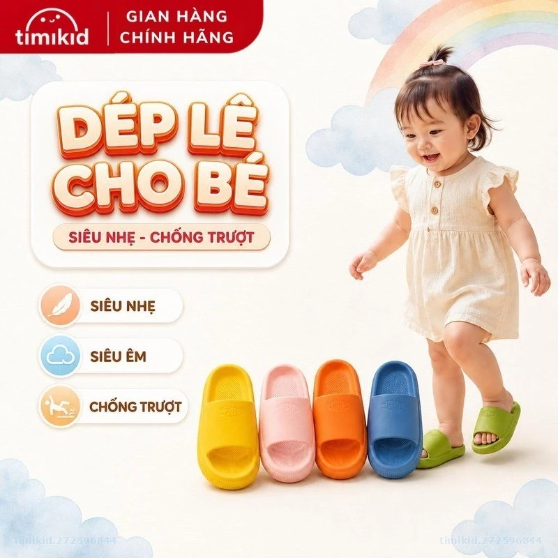 Dép đi trong nhà kiểu dáng basic- Dép lê trẻ em đế đúc bánh mì