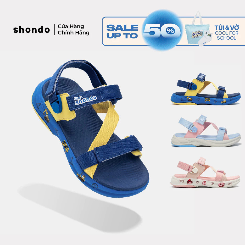 Giày Sandal Trẻ Em Little 8 Shondo Quai Hậu Xoay Nhẹ 2trong1 Nhiều Màu