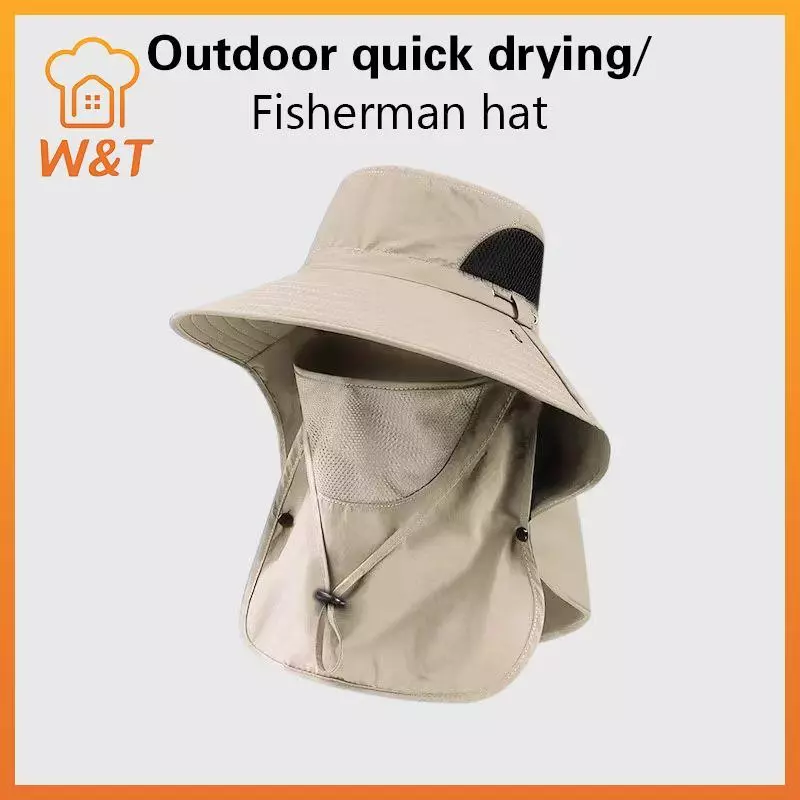 [W & T] Mũ chống nắng thời trang mùa hè chống tia cực tím Câu cá ngoài trời Mũ chống nắng vành rộng thoáng khí Mũ ngư dân có thể tháo rời Mới