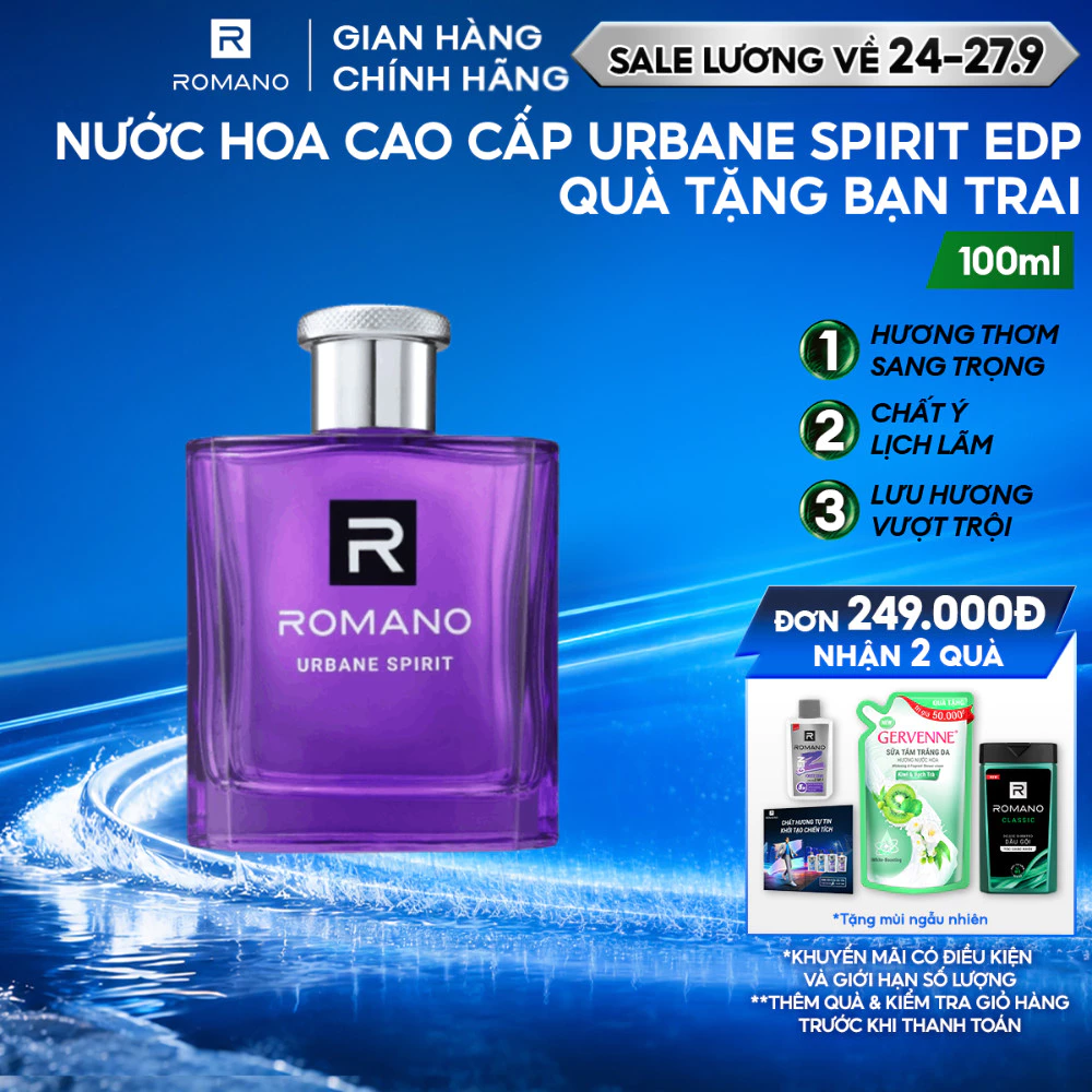 Nước hoa nam Cao Cấp Dành Cho Nam ROMANO EDP URBANE SPIRIT 100ml