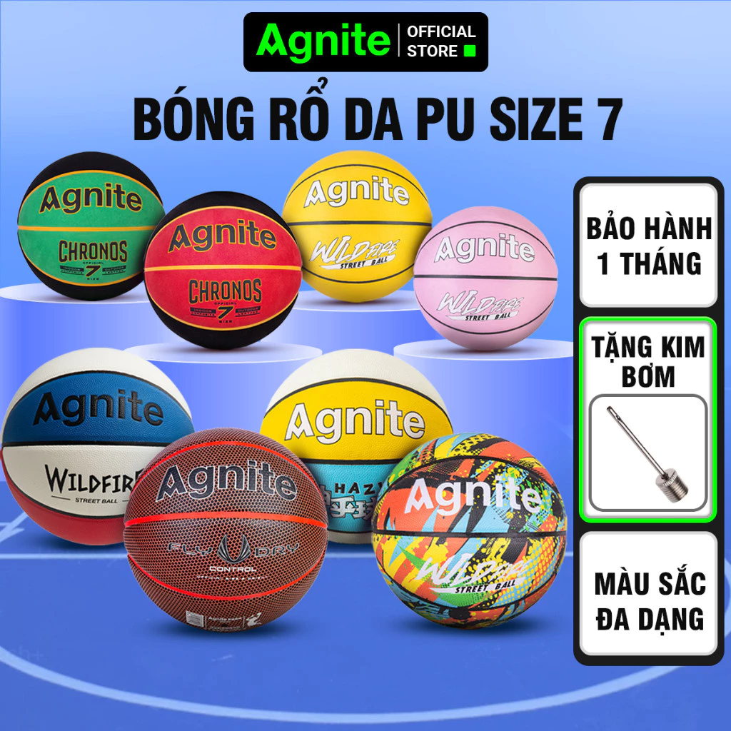 Quả Bóng Rổ Da PU Agnite Số 7 Cao Cấp Đạt Banh Bóng Rổ Cao Su Chống Bẩn Siêu Bền Luyện Tập Thi Đấu Siêu Đẹp