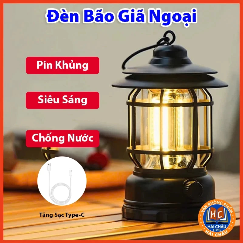 Anhduong Đèn Bão Tích Điện, Chống Nước, Đèn Cắm Trại Dã Ngoại, Đèn Măng Xông, Tặng Kèm Cáp Sạc Type-C