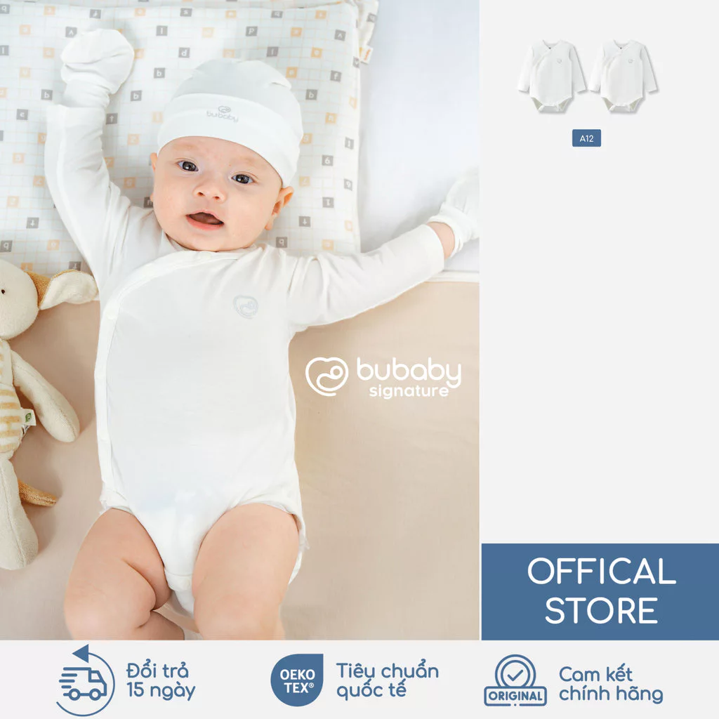[Set 2] Body chip dài tay sơ sinh BU Baby, bộ liền sơ sinh dài tay chất liệu cao cấp | SVS2107S2