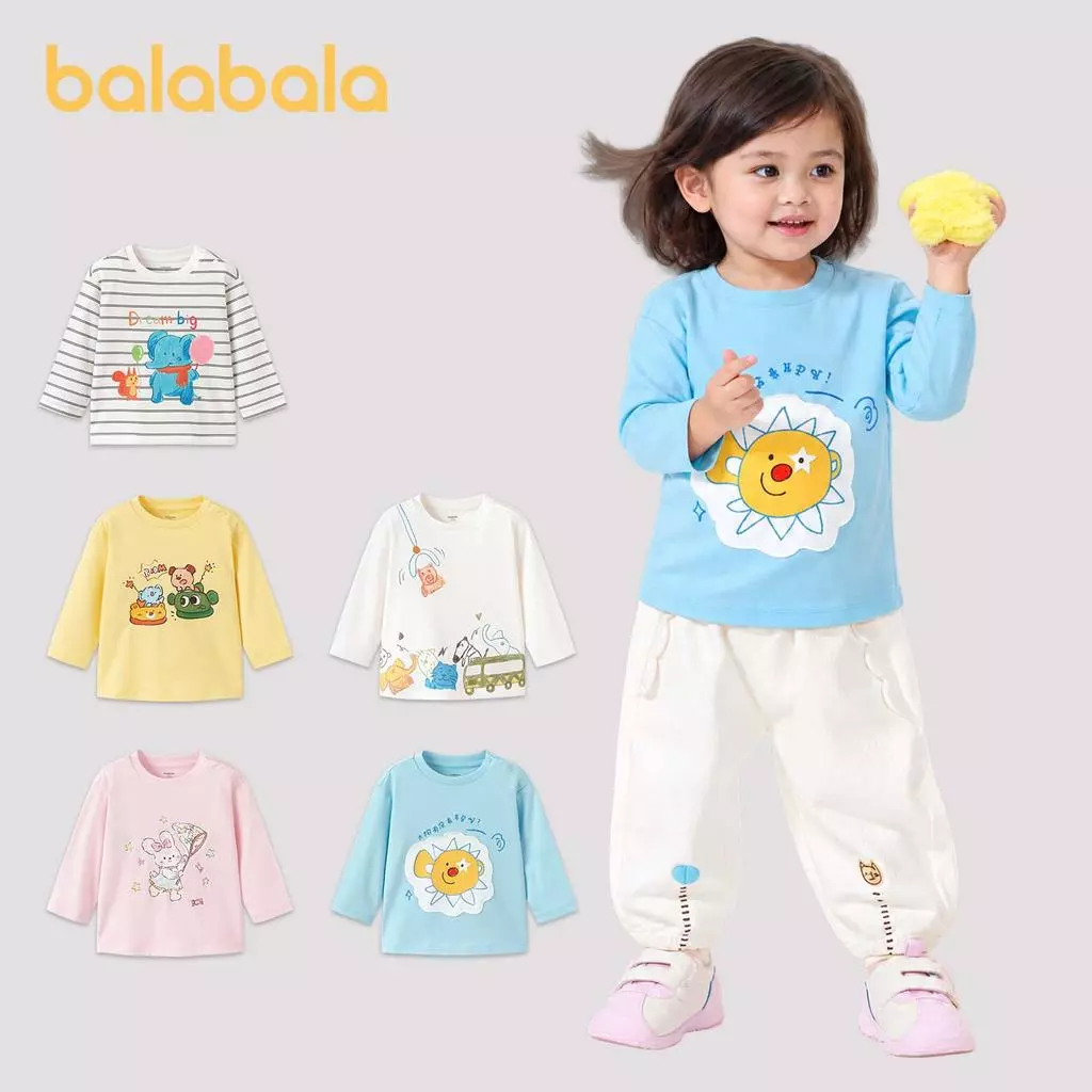 Áo thun trẻ em Balabala dành cho bé trai và bé gái Sơ sinh / Trẻ sơ sinh Cotton nguyên chất mùa thu chất lượng hàng đầu